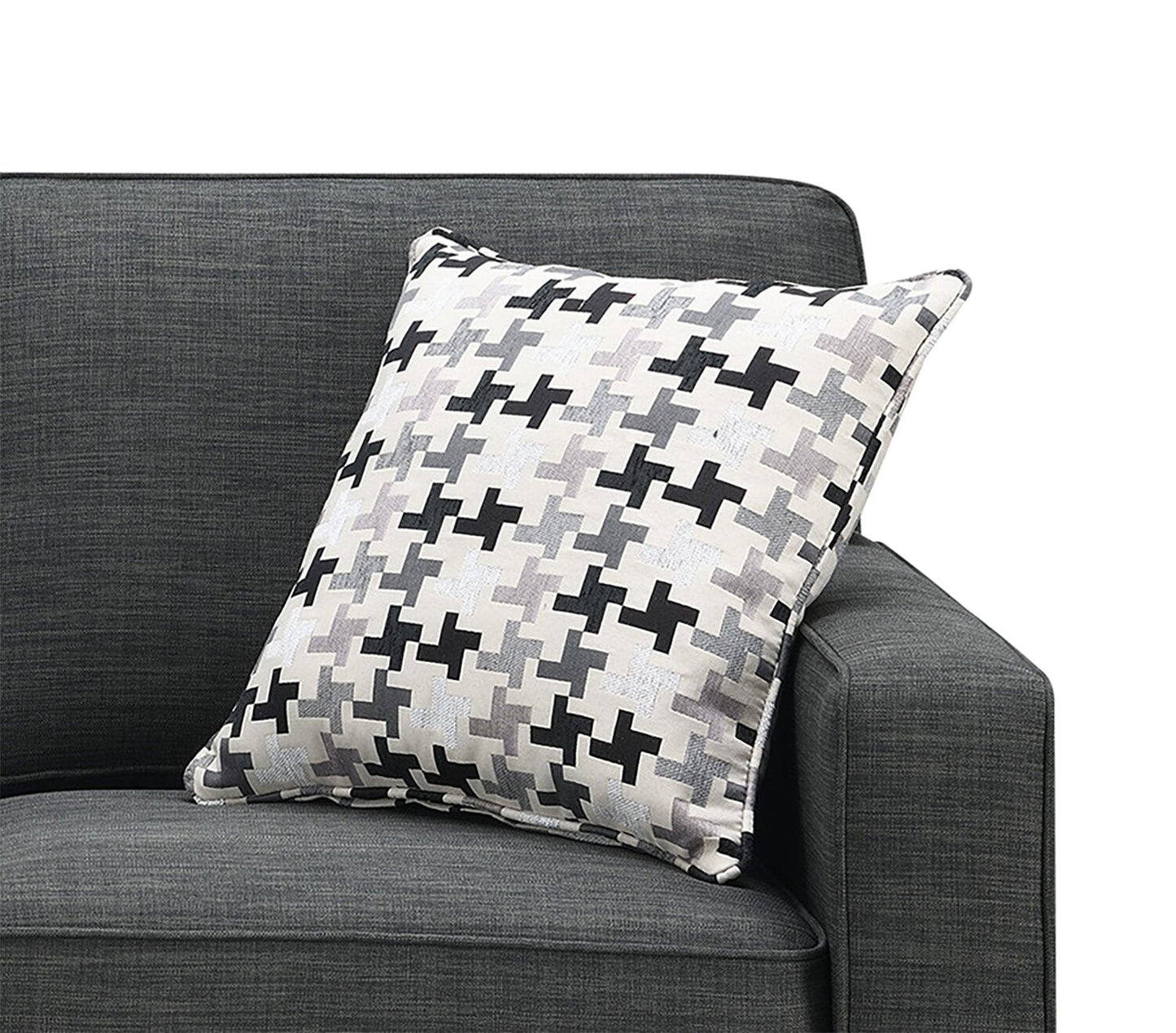 Made in Canada Sawyer 83" Linen-Look Fabric Sofa with Reversible Cushions and Accent Pillows - Charcoal Grey | Sofa Sawyer de 83 po fabriqué au Canada en tissu d’apparence lin avec coussins réversibles et coussins décoratifs - gris anthracite