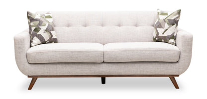 Kort & Co. Freeman 80” Linen-Look Fabric Condo Size Sofa with Wood Legs - Dove White | Sofa Freeman de Kort & Co. de 80 po de format condo en tissu d’apparence lin avec base et pattes en bois - blanc colombe