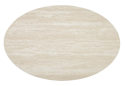Tarica 47" Modern Oval 3-Pack Coffee + 2 End Tables - Cream and Gold with Metal Legs|Ensemble 3 tables ovales modernes Tarica de 47 po (table à café et 2 tables de bout) - crème et doré avec pattes en métal
