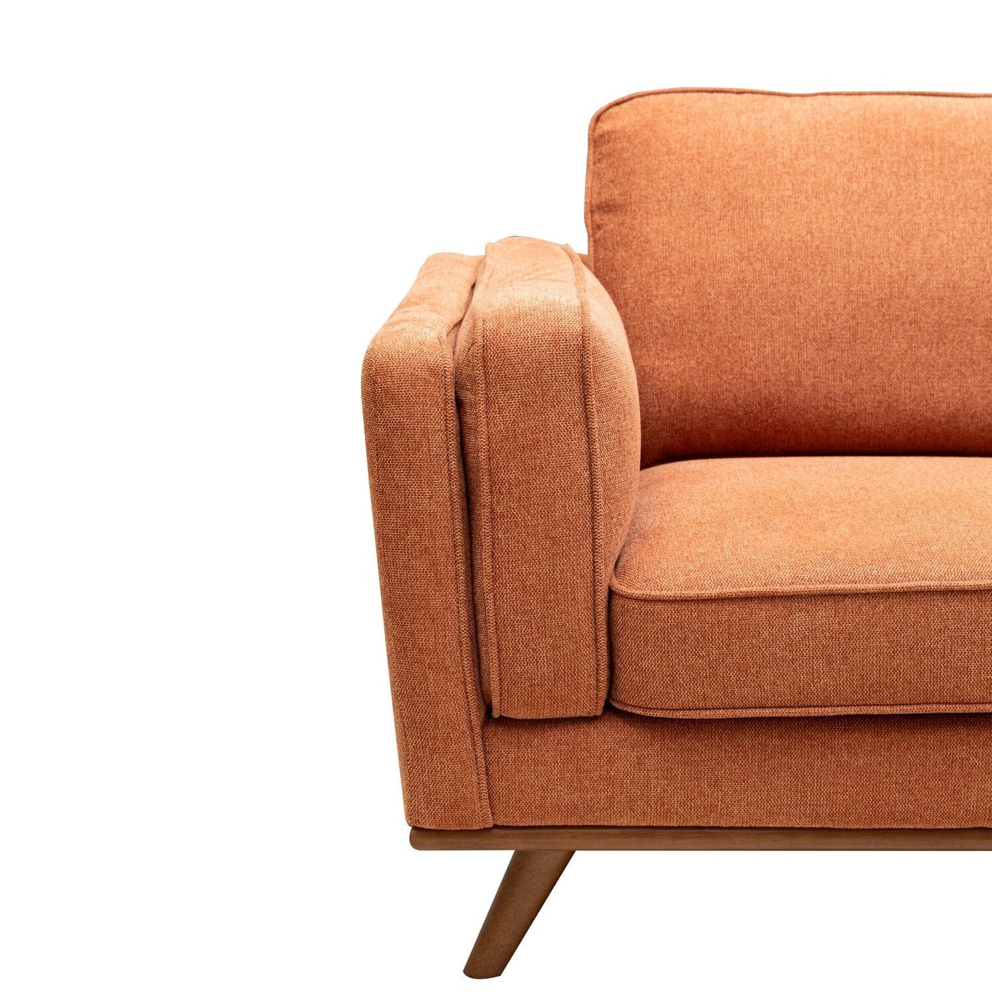 Kort & Co. Kassia 80" Linen-Look Fabric Condo Size Sofa with Wood Base and Legs - Orange | Sofa Kassia de Kort & Co. de 80 po de format condo en tissu d’apparence lin avec base et pattes en bois - orange