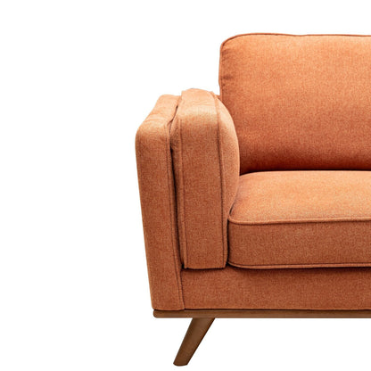 Kort & Co. Kassia 80" Linen-Look Fabric Condo Size Sofa with Wood Base and Legs - Orange | Sofa Kassia de Kort & Co. de 80 po de format condo en tissu d’apparence lin avec base et pattes en bois - orange