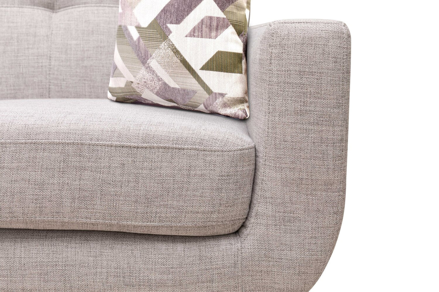Kort & Co. Freeman 88" Linen-Look Fabric Sofa with Wood Base and Tufted Back Cushions - Dove White | Sofa Freeman Kort & Co. de 88 po en tissu d’apparence lin avec pattes en bois et coussins de dossier capitonnés - blanc colombe