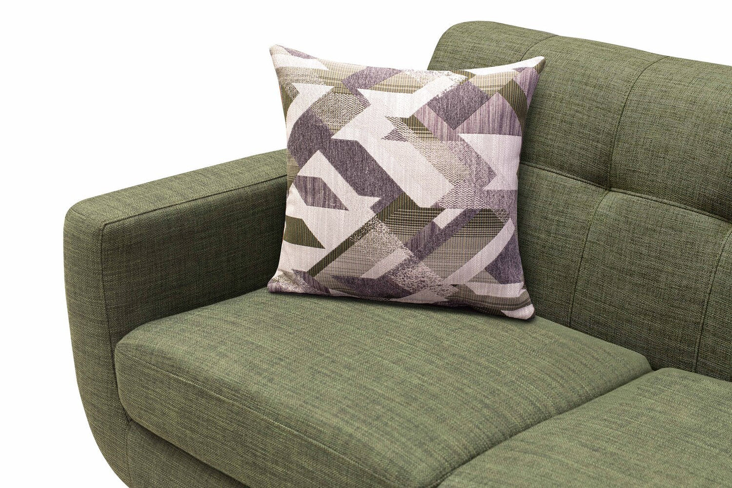 Kort & Co. Freeman 88" Linen-Look Fabric Sofa with Wood Base and Tufted Back Cushions - Avocado Green | Sofa Freeman Kort & Co. de 88 po en tissu d’apparence lin avec pattes en bois et coussins de dossier capitonnés - vert avocat