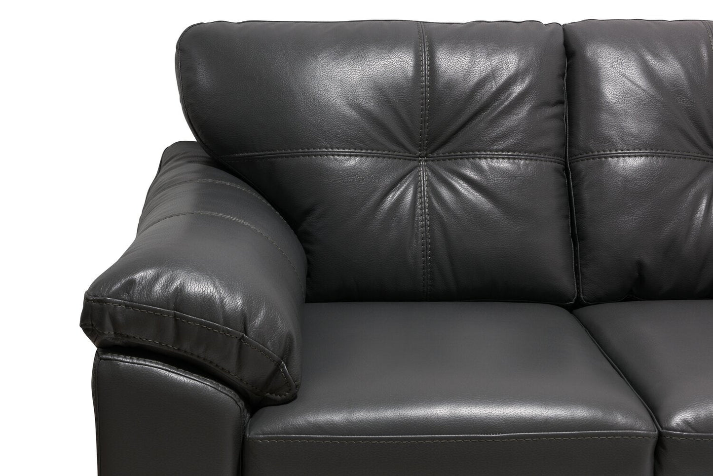 Made in Canada Addison 86" Leather-Look Fabric Sofa with Tufted Back Cushion - Grey | Sofa Addison de 86 po fabriqué au Canada en tissu d’apparence cuir avec coussin de dossier capitonné - gris