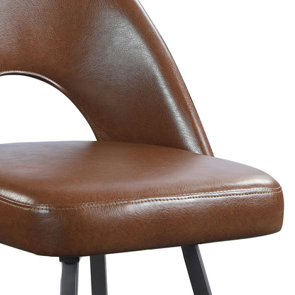 Elijah Dining Chair with Vegan Leather Fabric, Metal - Brown | Chaise de salle à manger Elijah en tissu de cuir végétalien et en métal - brune