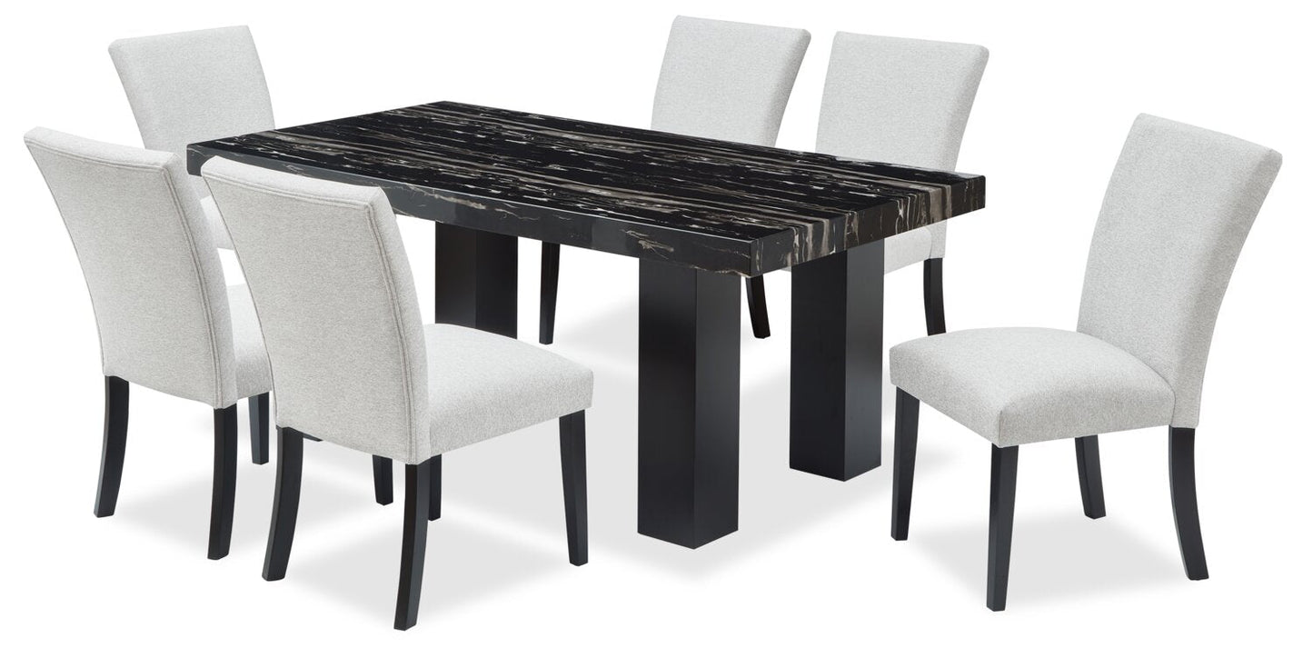 Burk Dining Table with Epoxy Resin Marble-Look Top, 72"W - Black | Table de salle à manger Burk de 72 po (L) avec dessus en résine époxy en imitation de marbre - noire