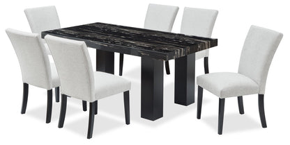 Burk Dining Table with Epoxy Resin Marble-Look Top, 72"W - Black | Table de salle à manger Burk de 72 po (L) avec dessus en résine époxy en imitation de marbre - noire
