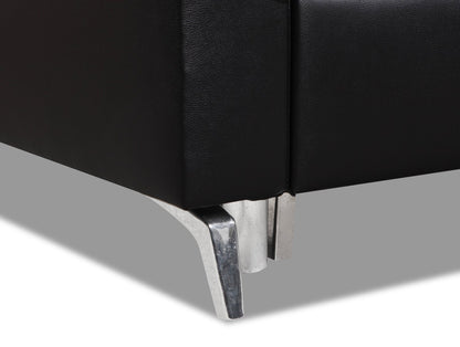 Wilson 77.5" Leather-Look Fabric Sleeper Sofa with Drop-Down Back Cushions and Metal Legs - Black | Sofa-lit Wilson de 77,5 po en tissu d’apparence cuir avec coussins de dossier rabattables et pattes en métal - noir