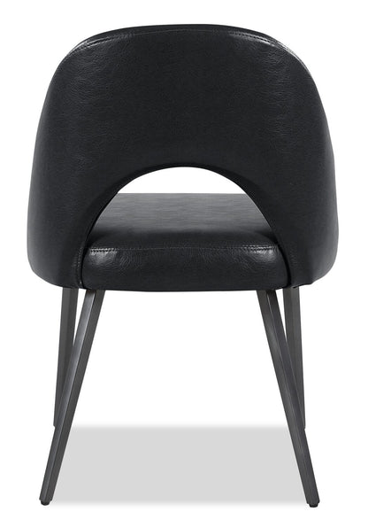 Elijah Dining Chair with Vegan Leather Fabric, Metal - Black | Chaise de salle à manger Elijah en tissu de cuir végétalien et en métal - noire