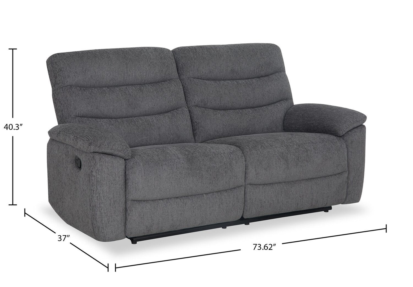 Brody 73.62" Chenille Fabric Reclining Sofa - Dark Grey | Sofa inclinable Brody de 73,62 po en tissu de chenille - gris foncé