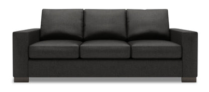 Made in Canada Customizable Sofa Lab Track 85" Linen-Look Fabric Sofa with Track Arms - Luna Kohl Grey | Sofa Track de Sofa Lab de 85 po fabriqué au Canada en tissu d’apparence lin avec accoudoirs rectilignes - gris Luna Kohl | TR102691