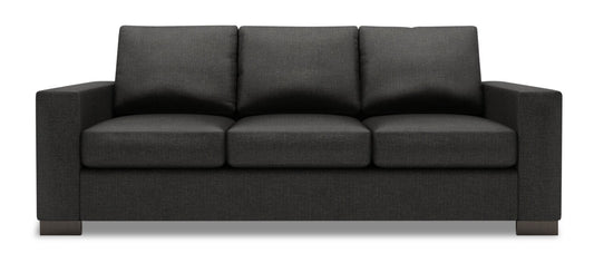 Made in Canada Customizable Sofa Lab Track 85" Linen-Look Fabric Sofa with Track Arms - Luna Kohl Grey | Sofa Track de Sofa Lab de 85 po fabriqué au Canada en tissu d’apparence lin avec accoudoirs rectilignes - gris Luna Kohl | TR102691