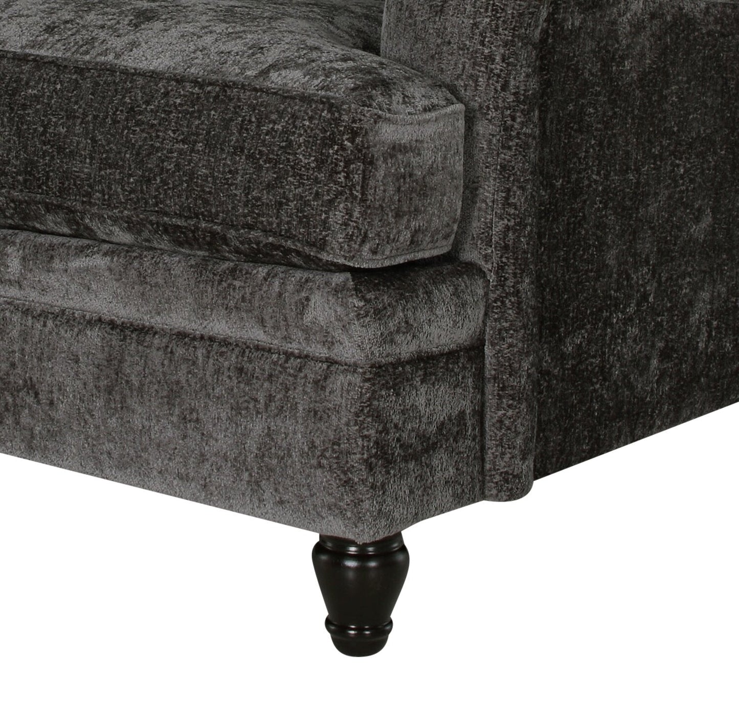Made in Canada Bellmont 89" Chenille Fabric Sofa with Reversible Cushions and Wood Legs - Charcoal Grey | Sofa Bellmont de 89 po fabriqué au Canada en tissu de chenille avec coussins réversibles et pattes en bois - gris anthracite