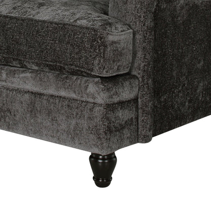 Made in Canada Bellmont 89" Chenille Fabric Sofa with Reversible Cushions and Wood Legs - Charcoal Grey | Sofa Bellmont de 89 po fabriqué au Canada en tissu de chenille avec coussins réversibles et pattes en bois - gris anthracite