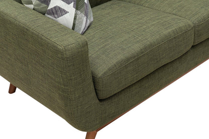 Kort & Co. Freeman 88" Linen-Look Fabric Sofa with Wood Base and Tufted Back Cushions - Avocado Green | Sofa Freeman Kort & Co. de 88 po en tissu d’apparence lin avec pattes en bois et coussins de dossier capitonnés - vert avocat