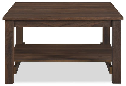 Jordi 31.5" Traditional Coffee Table with Shelf - Brown Walnut Finish Wood|Table à café traditionnelle Jordi de 31,5 po avec tablette - bois au fini noyer brun