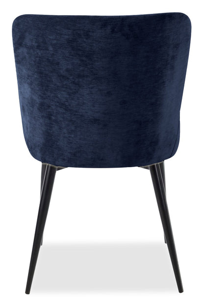 Lexi Dining Chair with Velvet-Look Fabric, Metal - Blue | Chaise de salle à manger Lexi en tissu d’apparence velours et en métal - bleue