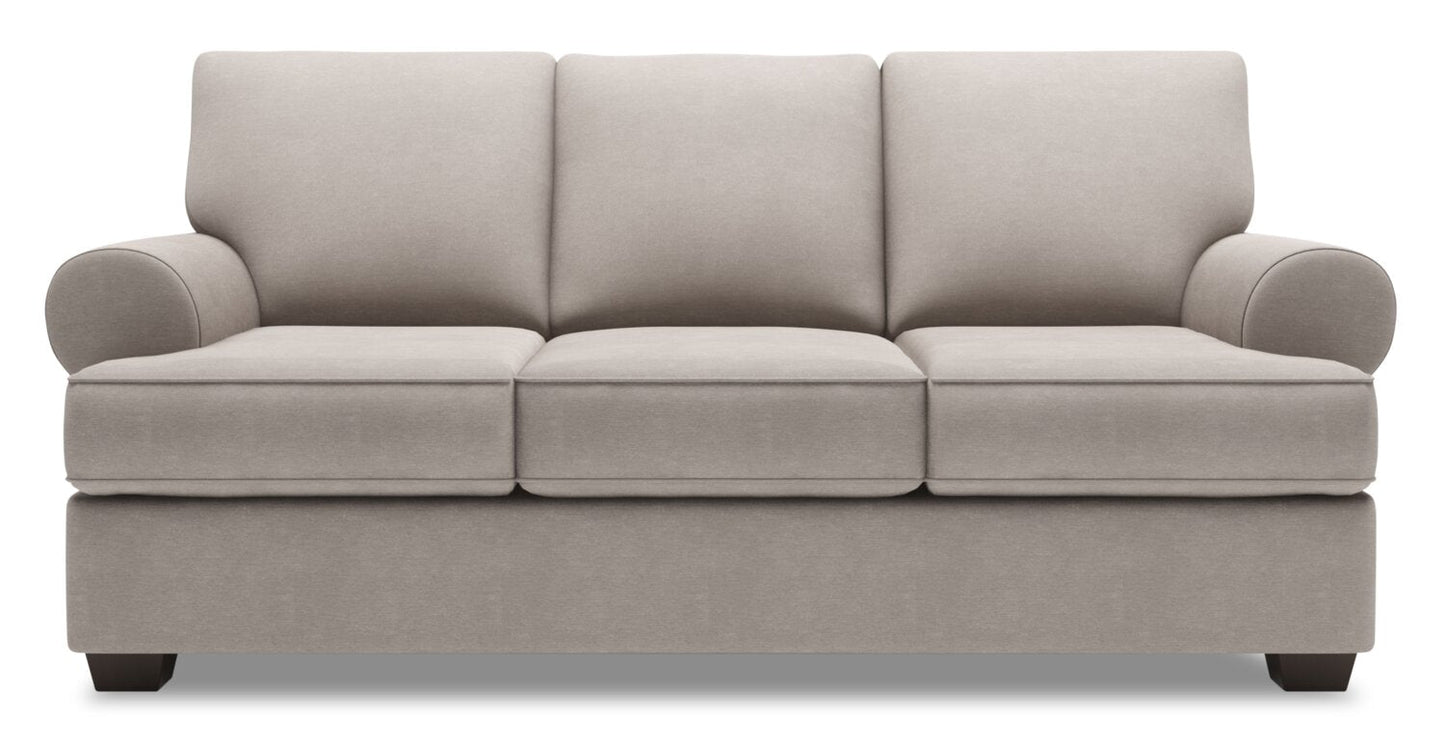 Made in Canada Customizable Sofa Lab Roll 86" Linen-Look Fabric Sofa with Rolled Arms - Pax Slate Grey | Sofa Roll de Sofa Lab de 86 po fabriqué au Canada en tissu d’apparence lin avec accoudoirs enroulés - gris Pax Slate | RO103049