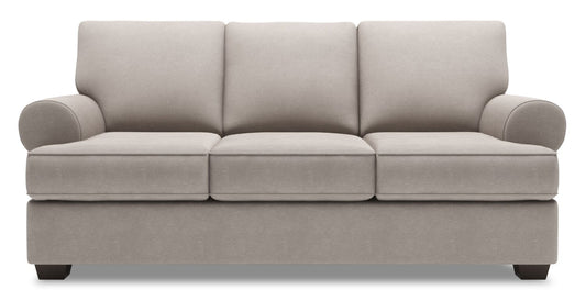 Made in Canada Customizable Sofa Lab Roll 86" Linen-Look Fabric Sofa with Rolled Arms - Pax Slate Grey | Sofa Roll de Sofa Lab de 86 po fabriqué au Canada en tissu d’apparence lin avec accoudoirs enroulés - gris Pax Slate | RO103049