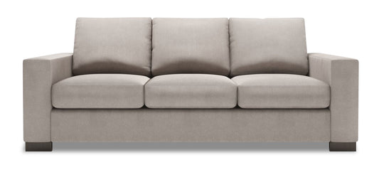 Made in Canada Customizable Sofa Lab Track 85" Linen-Look Fabric Sofa with Track Arms - Pax Slate Grey | Sofa Track de Sofa Lab de 85 po fabriqué au Canada en tissu d’apparence lin avec accoudoirs rectilignes - gris Pax Slate | TR103049