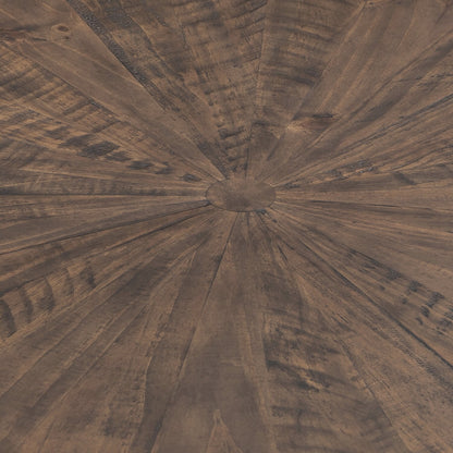 Kort & Co. Sol 38” Rustic Round Solid Pine Wood Coffee Table - Brown | Table à café ronde rustique Sol de Kort & Co. de 38 po en pin massif - brune