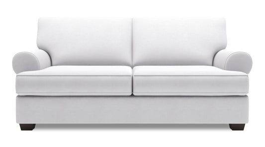 Made in Canada Customizable Sofa Lab Roll 76" Linen-Look Fabric Condo Size Sofa with Rolled Arms - Pax Ice White | Sofa Roll de Sofa Lab de 76 po de format condo fabriqué au Canada en tissu d’apparence lin - blanc Pax Ice | RO093449