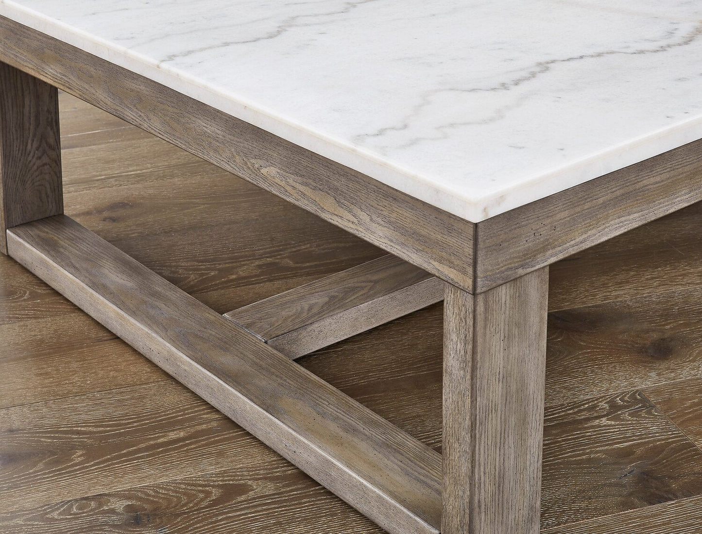 Corsa 56" Modern Coffee Table - Marble Top with Grey Brown Wood Base|Table à café moderne Corsa de 56 po - dessus en marbre avec base en bois gris-brun