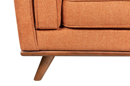 Kort & Co. Kassia 90.6" Linen-Look Fabric Sofa with Wood Base and Legs - Orange | Sofa Kassia de Kort & Co. de 90,6 po en tissu d’apparence lin avec base et pattes en bois - orange