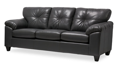 Made in Canada Addison 86" Leather-Look Fabric Sofa with Tufted Back Cushion - Grey | Sofa Addison de 86 po fabriqué au Canada en tissu d’apparence cuir avec coussin de dossier capitonné - gris