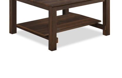 Jordi 31.5" Traditional Coffee Table with Shelf - Brown Walnut Finish Wood|Table à café traditionnelle Jordi de 31,5 po avec tablette - bois au fini noyer brun