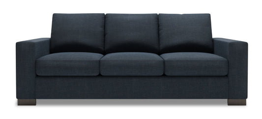 Made in Canada Customizable Sofa Lab Track 85" Linen-Look Fabric Sofa with Track Arms - Luna Sailor Blue | Sofa Track de Sofa Lab de 85 po fabriqué au Canada en tissu d’apparence lin avec accoudoirs rectilignes - bleu Luna Sailor | TR102491