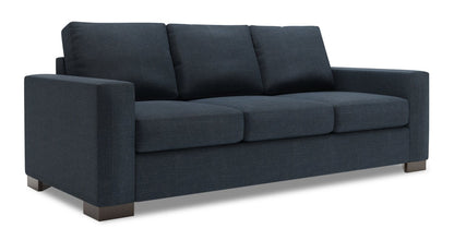 Made in Canada Customizable Sofa Lab Track 85" Linen-Look Fabric Sofa with Track Arms - Luna Sailor Blue | Sofa Track de Sofa Lab de 85 po fabriqué au Canada en tissu d’apparence lin avec accoudoirs rectilignes - bleu Luna Sailor | TR102491