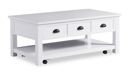 Centennial 48" Modern Lift Top Coffee Table with Storage, Shelf & Casters - White | Table à café moderne Centennial de 48 po avec dessus relevable, rangement, tablette et roulettes - blanche