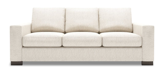 Made in Canada Customizable Sofa Lab Track 85" Chenille Fabric Sofa with Track Arms - Luxury Sand Beige | Sofa Track de Sofa Lab de 85 po fabriqué au Canada en tissu de chenille avec accoudoirs rectilignes - beige Luxury Sand | TR103093