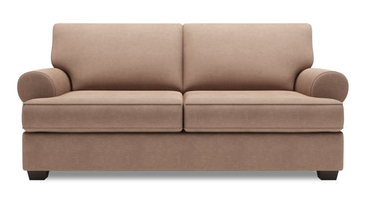 Made in Canada Customizable Sofa Lab Roll 76" Linen-Look Fabric Condo Size Sofa with Rolled Arms - Pax Wicker Brown | Sofa Roll de Sofa Lab de 76 po de format condo fabriqué au Canada en tissu d’apparence lin - brun Pax Wicker | RO093349