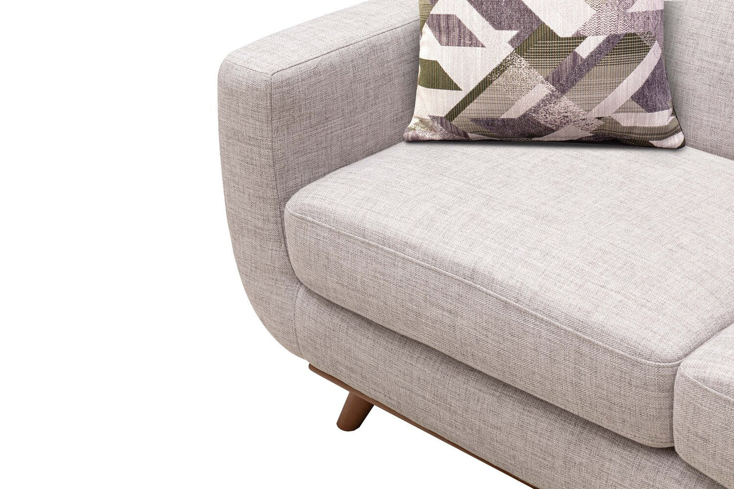 Kort & Co. Freeman 88" Linen-Look Fabric Sofa with Wood Base and Tufted Back Cushions - Dove White | Sofa Freeman Kort & Co. de 88 po en tissu d’apparence lin avec pattes en bois et coussins de dossier capitonnés - blanc colombe