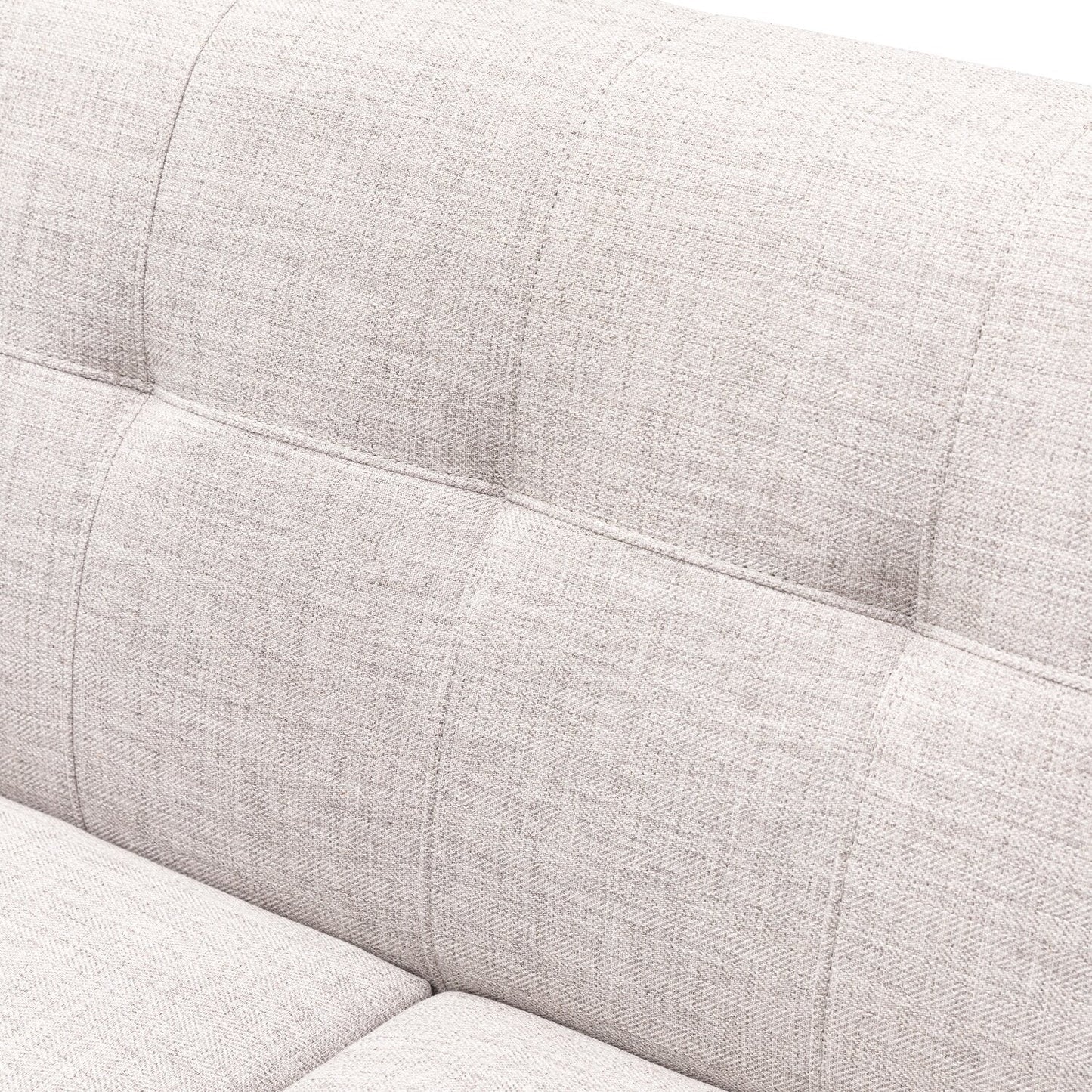 Kort & Co. Freeman 80” Linen-Look Fabric Condo Size Sofa with Wood Legs - Dove White | Sofa Freeman de Kort & Co. de 80 po de format condo en tissu d’apparence lin avec base et pattes en bois - blanc colombe