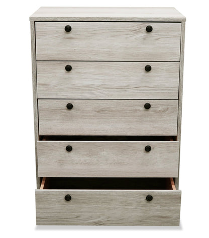 Hart Bedroom Chest of Drawers, 5-Drawer, 24.6"W x 36.2"H, Made in Canada - White | Commode verticale Hart de 24,6 po (L) x 36,2 po (H) à 5 tiroirs pour la chambre à coucher, fabriquée au Canada - blanche