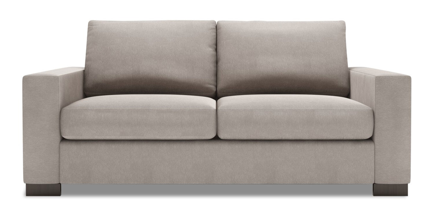 Made in Canada Customizable Sofa Lab Track 75" Linen-Look Fabric Condo Size Sofa with Track Arms - Pax Slate Grey | Sofa Track de Sofa Lab de 75 po de format condo fabriqué au Canada en tissu d’apparence lin - gris Pax Slate | TR093049