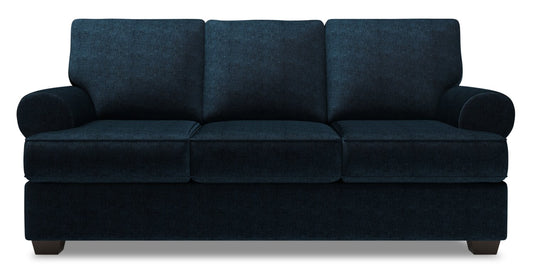 Made in Canada Customizable Sofa Lab Roll 86" Chenille Fabric Sofa with Rolled Arms -  Luxury Indigo Blue | Sofa Roll de Sofa Lab de 86 po fabriqué au Canada en tissu de chenille avec accoudoirs enroulés - bleu Luxury Indigo | RO103193