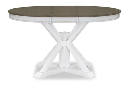 Brook Dining Table with 42-54"W Extension, Round - White/Brown | Table de salle à manger ronde Brook de 42 po à 54 po (L) avec rallonge - blanche et brune