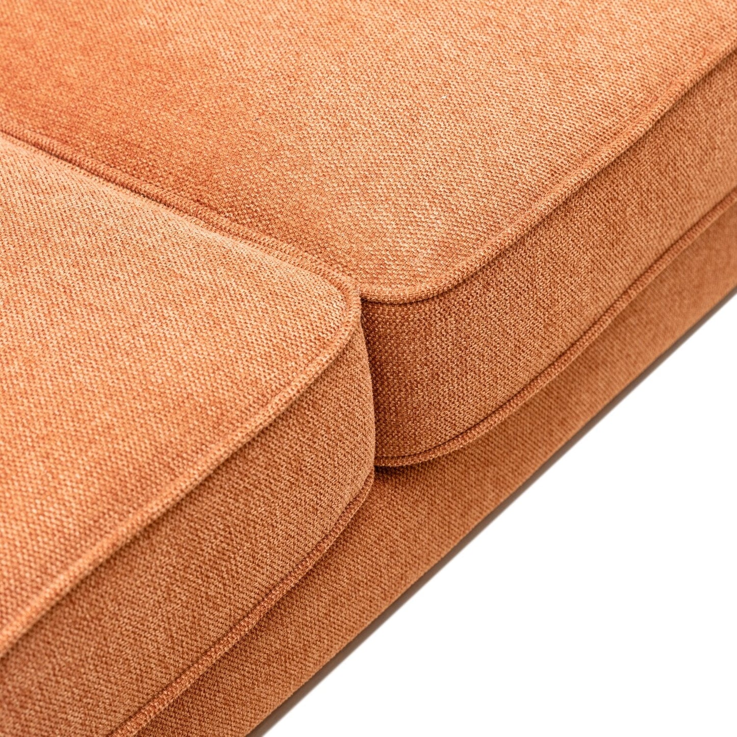 Kort & Co. Kassia 80" Linen-Look Fabric Condo Size Sofa with Wood Base and Legs - Orange | Sofa Kassia de Kort & Co. de 80 po de format condo en tissu d’apparence lin avec base et pattes en bois - orange