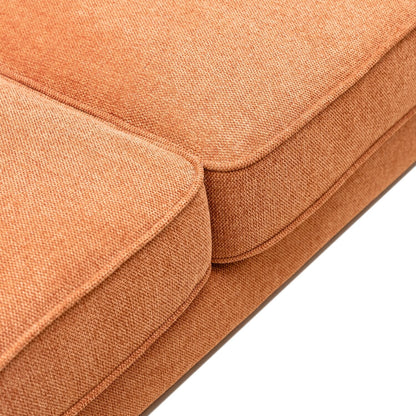 Kort & Co. Kassia 80" Linen-Look Fabric Condo Size Sofa with Wood Base and Legs - Orange | Sofa Kassia de Kort & Co. de 80 po de format condo en tissu d’apparence lin avec base et pattes en bois - orange