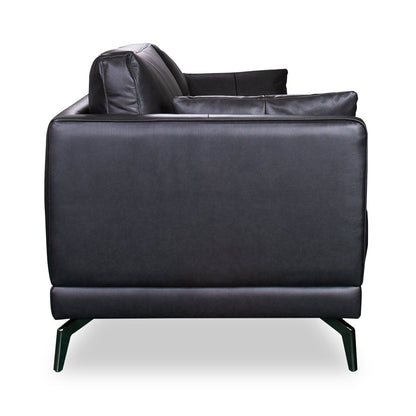 Melrose 84.5" Top-Grain Genuine Leather Sofa with Metal Legs - Black | Sofa Melrose de 84,5 po en cuir véritable de qualité supérieure avec pattes en métal - noir