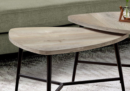 Mason 32.5" Modern 2-Pack Nesting Coffee Tables - Taupe with Black Metal Legs|2 tables à café gigognes modernes Mason de 32,5 po - taupe avec pattes en métal noir