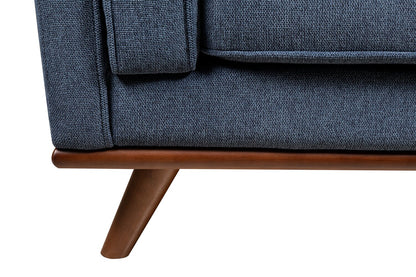Kort & Co. Kassia 90.6" Linen-Look Fabric Sofa with Wood Base and Legs - Blue | Sofa Kassia de Kort & Co. de 90,6 po en tissu d’apparence lin avec base et pattes en bois - bleu