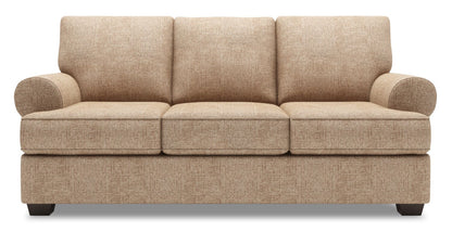 Made in Canada Customizable Sofa Lab Roll 86" Chenille Fabric Sofa with Rolled Arms - Luxury Taupe | Sofa Roll de Sofa Lab de 86 po fabriqué au Canada en tissu de chenille avec accoudoirs enroulés - taupe Luxury Taupe | RO102893