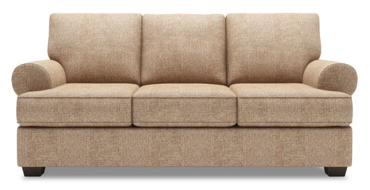 Made in Canada Customizable Sofa Lab Roll 86" Chenille Fabric Sofa with Rolled Arms - Luxury Taupe | Sofa Roll de Sofa Lab de 86 po fabriqué au Canada en tissu de chenille avec accoudoirs enroulés - taupe Luxury Taupe | RO102893