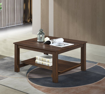 Jordi 31.5" Traditional Coffee Table with Shelf - Brown Walnut Finish Wood|Table à café traditionnelle Jordi de 31,5 po avec tablette - bois au fini noyer brun