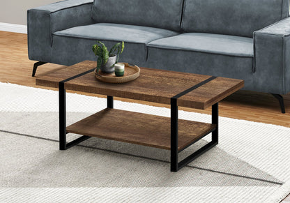 Ennis 47.25" Rustic Coffee Table with Shelf - Brown and Black with Metal Legs|Table à café rustique Ennis de 47,25 po avec tablette - brune et noire avec pattes en métal